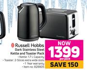 Russell Hobbs Dark Stainless Steel Kettle & Toaster Pack-Per Pack