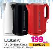 Logik 1.7L Cordless Kettle-Each