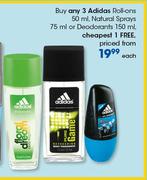 Adidas Roll Ons-50ml, Natural Sprays-75ml Or Deodorants-150ml Each