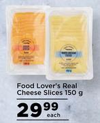 Food Lover's Real Cheese Slices-150g Each