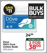Dove 100% Pure Cotton Buds 200 Piece-For 2