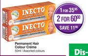 Inecto Permanent Hair Colour Creme Assorted Colours-50ml