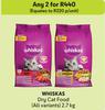 Whiskas Dry Cat Food All Variants-For Any 2 x 2.7Kg