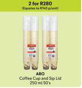 Aro Coffee Cup & Sip Lid 250ml-For 2 x 50's