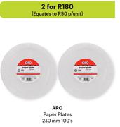 Aro Paper Plates 230mm-For 2 x 100's