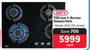 Defy 700mm 4 Burner Gemini Hob DHG 701