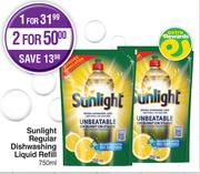 Sunlight Regular Dishwashing Liquid Refill-750ml