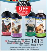 Regal Pet Joint Health Or Stress & Anxiety Or Allergy Relief Or Skin Care Remedy Assorted-400ml Each