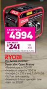 Ryobi Inverter Generator (Open Frame) RG-1280I