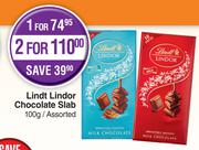 Lindt Lindor Chocolate Slab Assorted-100g