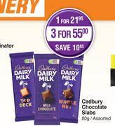Cadbury Chocolate Slabs Assorted-For 3 x 80g