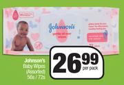 Johnson's Baby Wipes (Assorted)-56/ 72 Per Pack