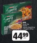 Spar Simply Veg Chicken Juliene Style 220g Or Nuggets 280g-Each