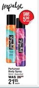 Impulse Perfumed Body Spray Assorted-90ml Each
