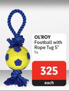 Ol'Roy Football With Rope Tug 5"-Each