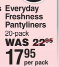 Kotex Everyday Freshness Pantyliners 20 Pack-Per Pack