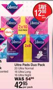Libresse Ultra Pads Duo Pack 20 Ultra Normal, 16 Ultra Long, 16 Ultra Night-Per Pack