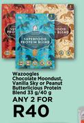 Wazoogles Chocolate Moondust Vanilla Sky Or Peanut Butterlicious Protein Blend-For Any 2 x 33g/40g
