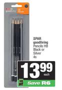 Spar Good Living Pencils HB Black Or Silver-4s Each