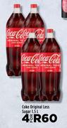 Coke Original Less Sugar-For 4 x 1.5L