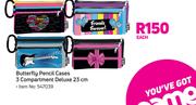 Butterfly Pencil Cases (3 Compartment) Deluxe 23cm-Each