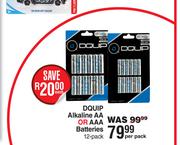 Dquip Alkaline AA Or AAA Batteries 12 Pack-Per Pack