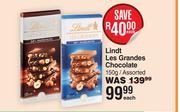 Lindt Les Grandes Chocolate Assorted-150g Each