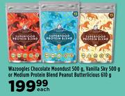Wazoogles Chocolate Moondust 500g,Vanilla Sky 500g Or Medium Protein Blend Peanut Butterlicious-610g