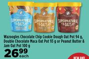 Wazoogles Chocolate Chip Cookie Dough Oat Pot 94g, Double Chocolate Maca Oat Pot 93g-Each