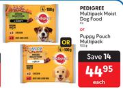 Pedigree Multipack Moist Dog Food 4's Or Puppy Pouch Multipack 100g-Each