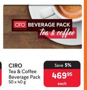 Ciro Tea & Coffee Beverage Pack-50 x 40g Each