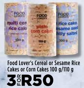 Food Lover's Cereal Or Sesame Rice Cakes Or Corn Cakes-For 3 x 100g/110g