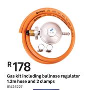 Gas Kit Including Bullnose Regulator 1.2 m Hose And 2 Clamps