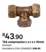 Tee Compression c x c x c 22 mm