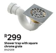 Shower Trap With Square Chrome Grate