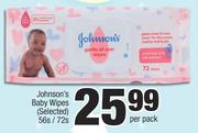 Johnson's Baby Wipes (Selected)-56's/72's Per Pack
