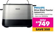 Philips Silver Black Toaster HD2367/91