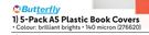Butterfly 5-Pack 140 Micron A5 Plastic Book Covers 276620-Per Pack