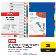 Aro A4 Board Or Polypropylene File Dividers Jan-Dec-Each