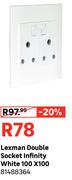 Lexman Double Socket (Infinity White) 100x100 81488364
