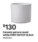 First Dutch 13.5cm White Era Round Ceramic Pot
