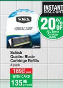 Schick Quattro Blade Cartridge Refills (4 Pack)-Per Pack