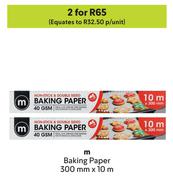 M Baking Paper 300mm x 10m-For 2