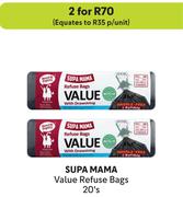 Supa Mama Value Refuse Bags-For 2 x 20's