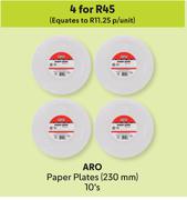 Aro Paper Plates 230mm-For 4 x 10's