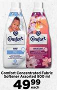 Comfort Concentrated Fabric Softener Assorted-800ml Each