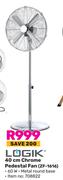 Logik 40cm Chrome Pedestal Fan ZF-1616