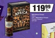 Wild Africa Cream 750ml With 2 Wild Africa Cream Tumbler Glasses Gift Set-Per Pack