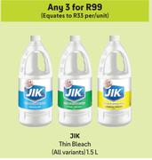 Jik Thin Bleach (All Variants)-For Any 3 x 1.5L