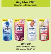 Comfort Fabric Softener Refill (All Variants)-For Any 4 x 800ml